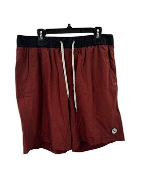 Vuori Mens Maroon Lined Gym Shorts Size Large With Drawstring Waist